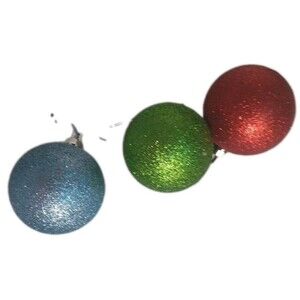 RGB Plastic Glitter Ball Ornaments Christmas Tree Decorations 3pc